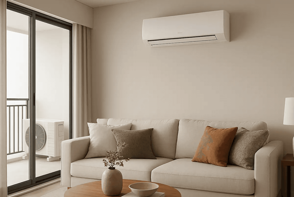 Ar condicionado split moderno em ambiente interno